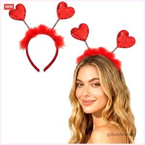 Sequin Heart Headband Elastic Party Hair Accessory Valentine's Day Wear